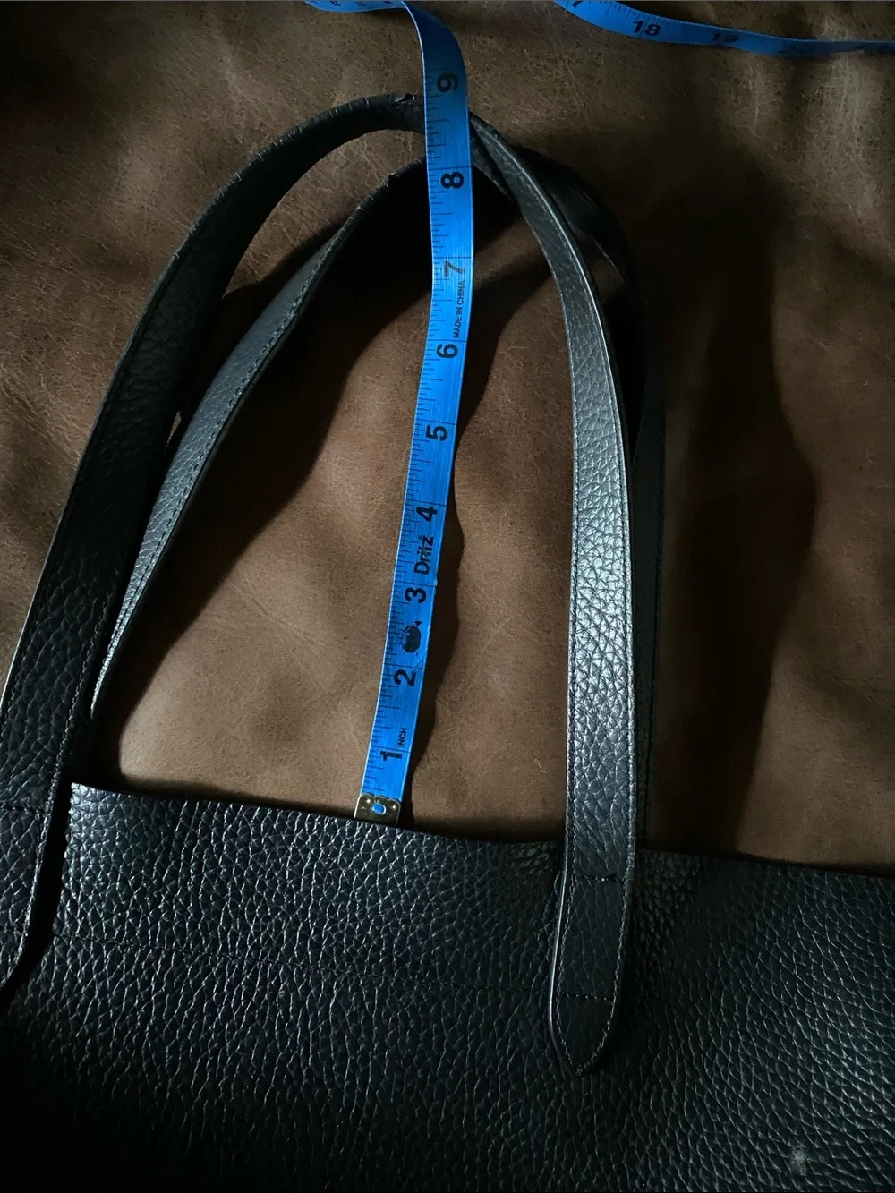 Cuyana Black Leather Tote Bag with Maroon Interior